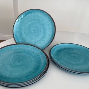Pottery Barn Aqua Blue 9” Plate Set